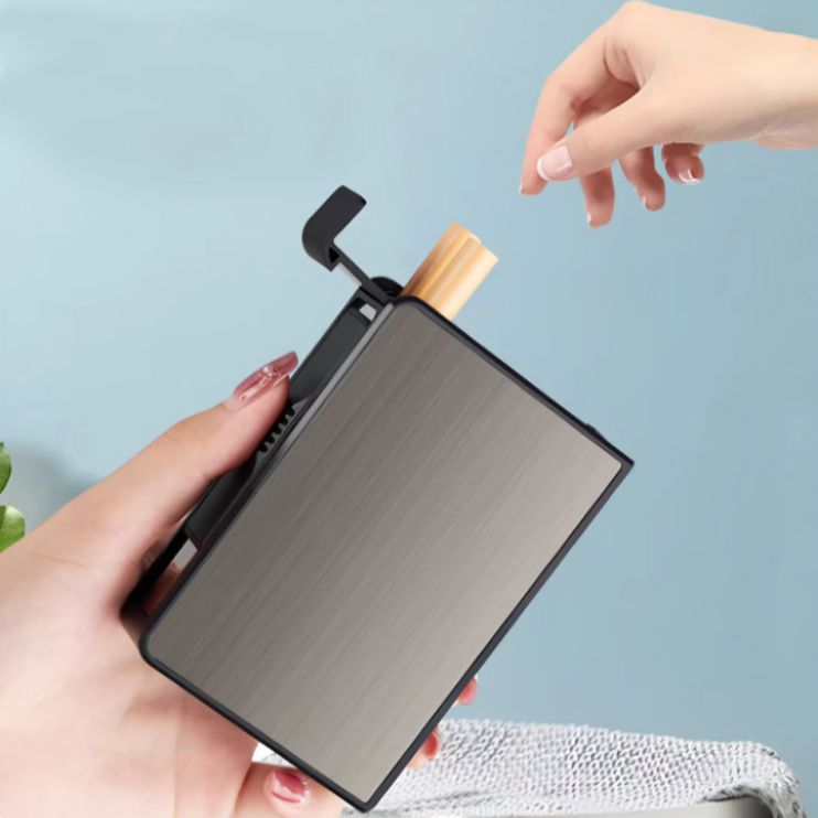 Picture of Portable Automatic Waterproof Metal Ci@garette Box 20pcs Capacity Ci@garette Holder Case Not Lighter Gadget For Men