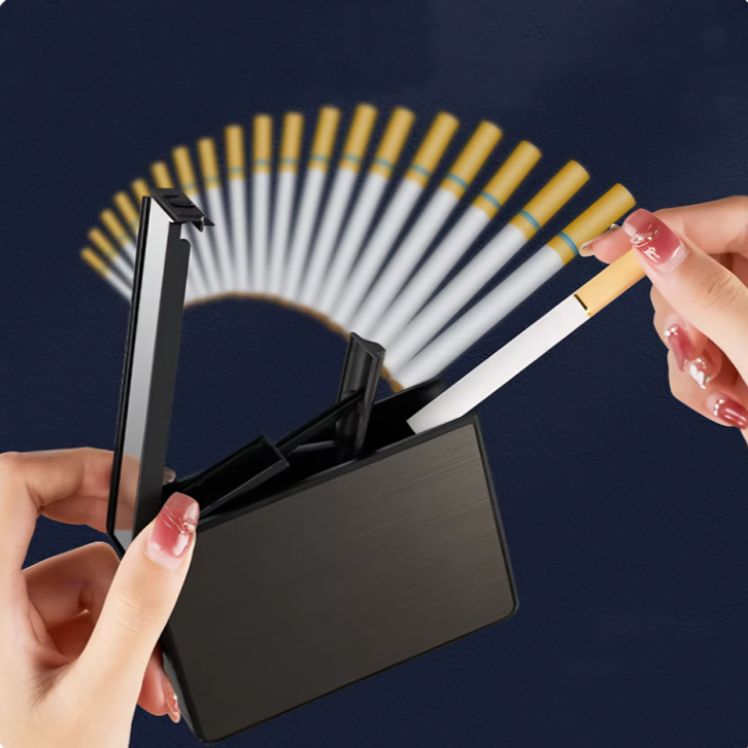 Picture of Portable Automatic Waterproof Metal Ci@garette Box 20pcs Capacity Ci@garette Holder Case Not Lighter Gadget For Men