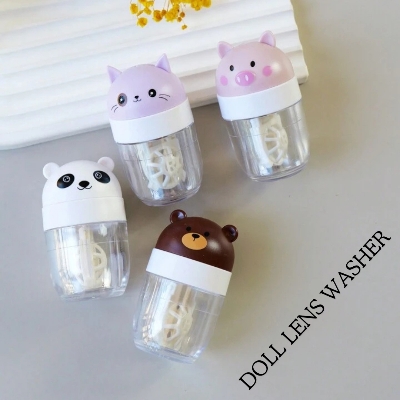 Picture of New Doll Design Manually Portable Contact Lens Washer. Small size Lenses Cleaning Case.Contact Lens Accessories Kit.#Dollwasher
