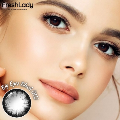 Picture of New Freshlady Big Eyes H1 Black Color Contact Lens With regular kit box for men & women. 1 pair Freshlady Color Contact Lens For Eye makeup/Eye Fashion. Freshlady Big Eyes Series. #h1black
