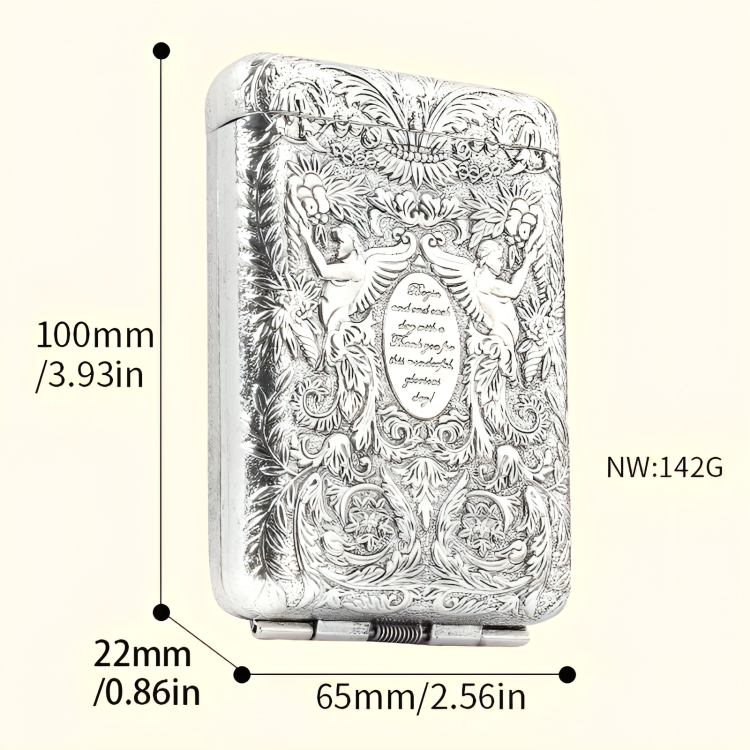 Picture of Retro Carved Ci@garette Case Luxurious Ci@garette Holder Metal Pocket Storage Box for 14 Ci@garettes Accessories