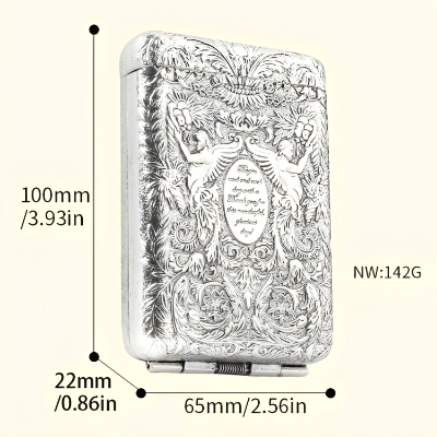 Picture of Retro Carved Ci@garette Case Luxurious Ci@garette Holder Metal Pocket Storage Box for 14 Ci@garettes Accessories