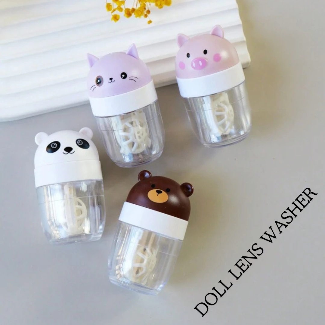 Picture of New Doll Design Manually Portable Contact Lens Washer. Small size Lenses Cleaning Case.Contact Lens Accessories Kit.#Dollwasher