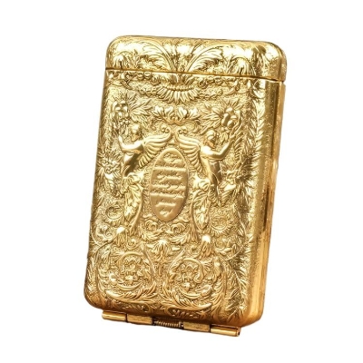 Picture of Retro Carved Ci@garette Case Luxurious Ci@garette Holder Metal Pocket Storage Box for 14 Ci@garettes Accessories