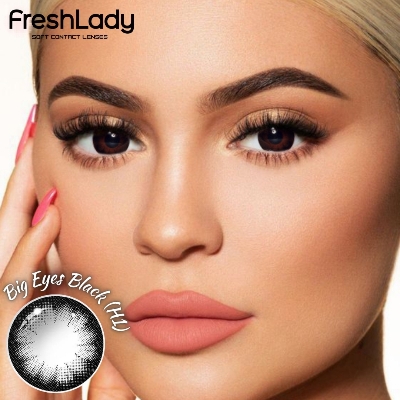 Picture of New Freshlady Big Eyes H1 Black Color Contact Lens With regular kit box for men & women. 1 pair Freshlady Color Contact Lens For Eye makeup/Eye Fashion. Freshlady Big Eyes Series. #h1black