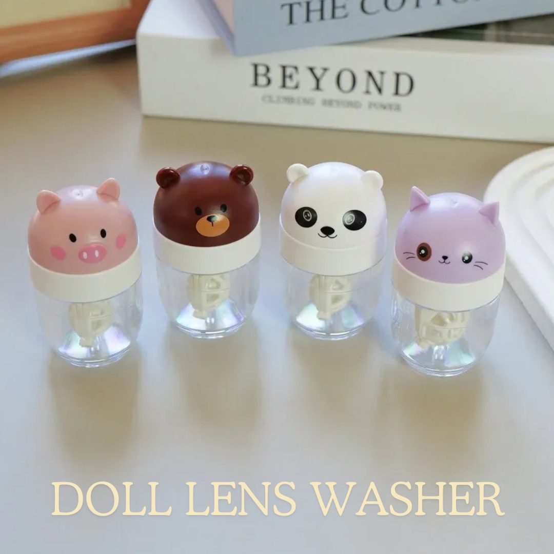Picture of New Doll Design Manually Portable Contact Lens Washer. Small size Lenses Cleaning Case.Contact Lens Accessories Kit.#Dollwasher