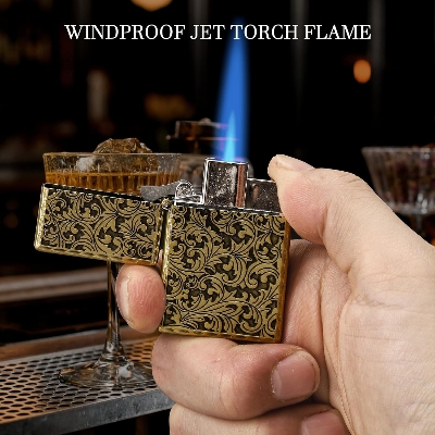 Picture of Butane Refillable Lighter with Adjustable Jet Flame Windproof Lighter for Men