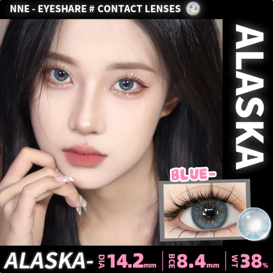 Picture of New Eyeshare Alaska Blue Color contact lens with regular kit box for men & women. 1 pair Eyeshare Color contact lens for eye makeup and Cosmetics. Eyeshare Alaska Series. #Alaska