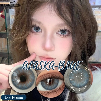 Picture of New Eyeshare Alaska Blue Color contact lens with regular kit box for men & women. 1 pair Eyeshare Color contact lens for eye makeup and Cosmetics. Eyeshare Alaska Series. #Alaska