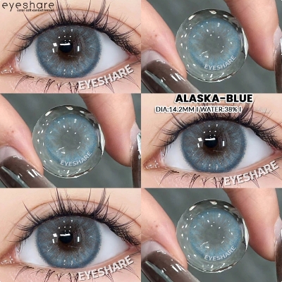 Picture of New Eyeshare Alaska Blue Color contact lens with regular kit box for men & women. 1 pair Eyeshare Color contact lens for eye makeup and Cosmetics. Eyeshare Alaska Series. #Alaska