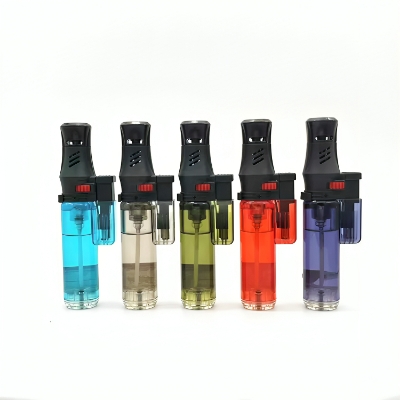 Picture of Custom Logo Lighters Bbq Single Jet Flame Plastic Gas Torch Lighter For Outdoor Camping