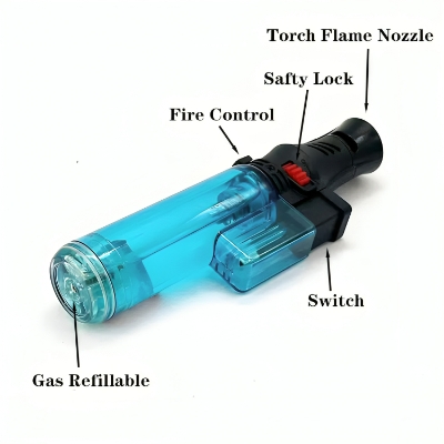Picture of Custom Logo Lighters Bbq Single Jet Flame Plastic Gas Torch Lighter For Outdoor Camping