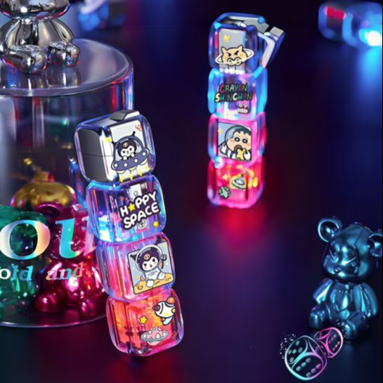 Picture of Windproof flame lighter Luminous dice Cute Cartoon Lighter Pink flame Inflated Jet Fuel lighter Strong Fire Power Visible Lighter