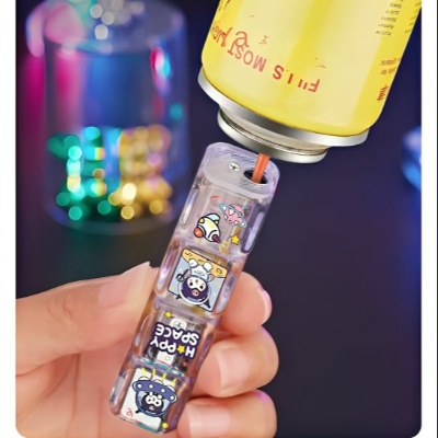 Picture of Windproof flame lighter Luminous dice Cute Cartoon Lighter Pink flame Inflated Jet Fuel lighter Strong Fire Power Visible Lighter