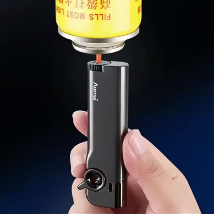 Picture of New Creative Metal Arm Windproof Blue Flame Inflatable Lighter Portable Butane Gas Lighters