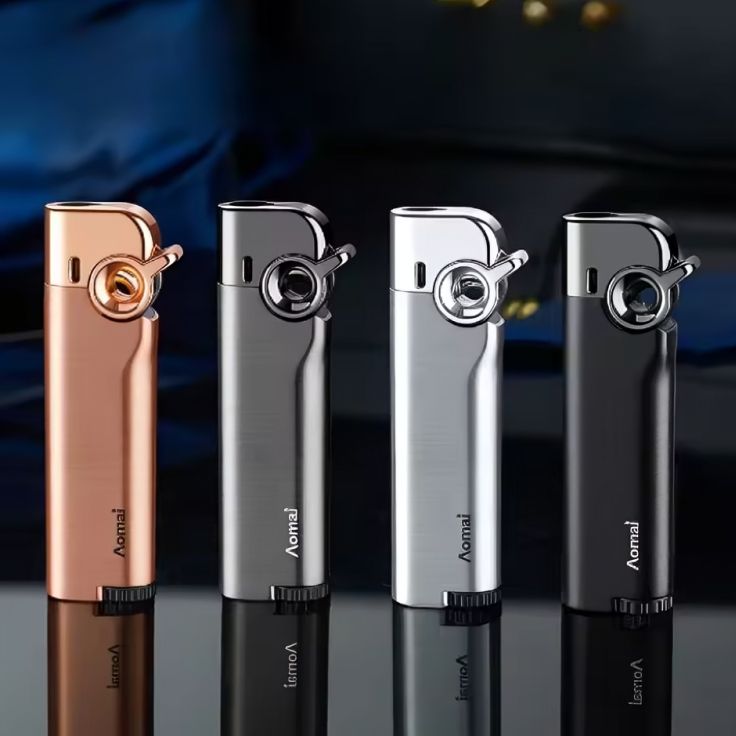 Picture of New Creative Metal Arm Windproof Blue Flame Inflatable Lighter Portable Butane Gas Lighters
