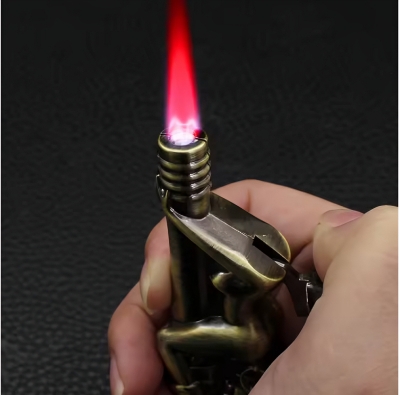 Picture of Metal Beauty  Butane Gas Lighter Outdoor Windproof Red Flame Turbine Torch C@igarette Lighter for Men Gift