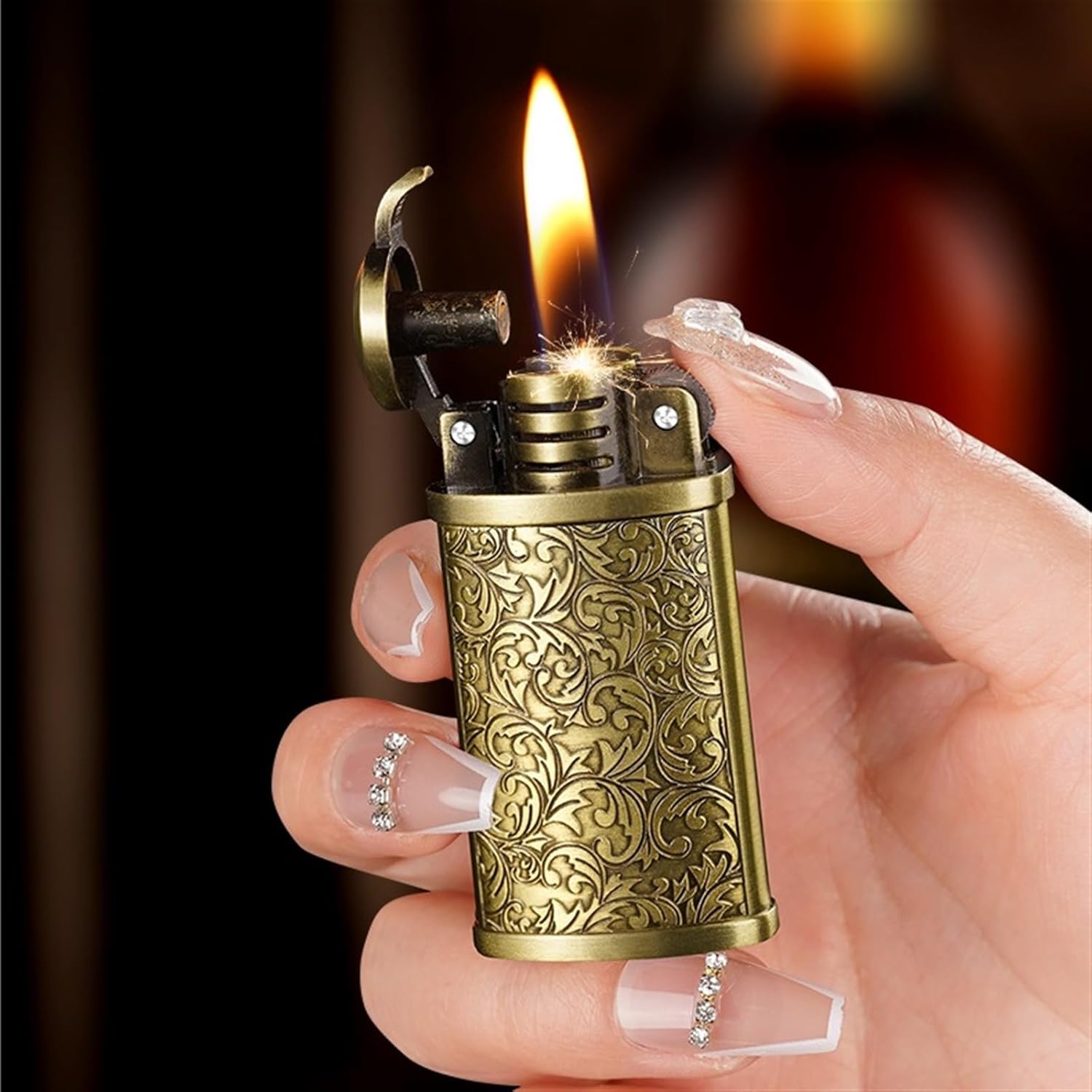 Picture of Windproof Lighter Soft Flame Lighter gas Refillable Lighter with Grinder Wheel Ignition for Men