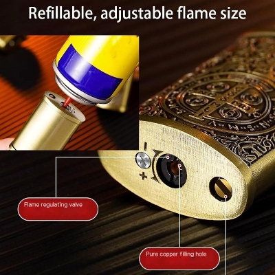Picture of Windproof Lighter Soft Flame Lighter gas Refillable Lighter with Grinder Wheel Ignition for Men