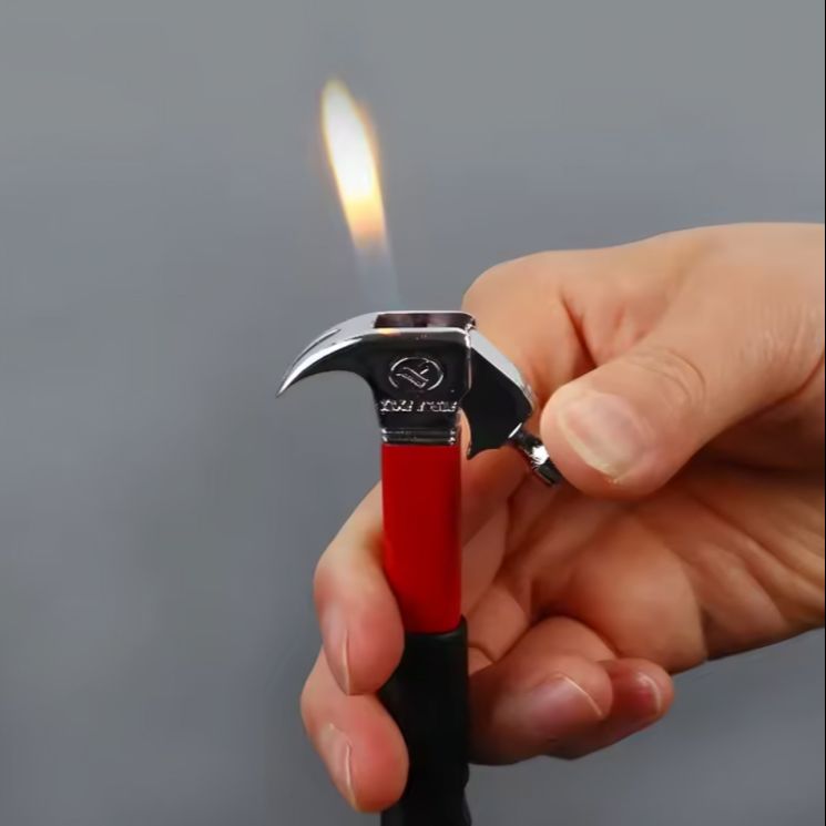 Picture of Creative Mini Hammer Shape  Lighter Refillable Butane Gas Ornaments Toy Gas Lighter