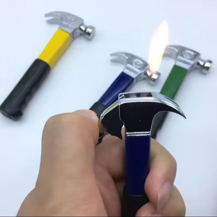 Picture of Creative Mini Hammer Shape  Lighter Refillable Butane Gas Ornaments Toy Gas Lighter