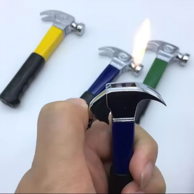 Picture of Creative Mini Hammer Shape  Lighter Refillable Butane Gas Ornaments Toy Gas Lighter