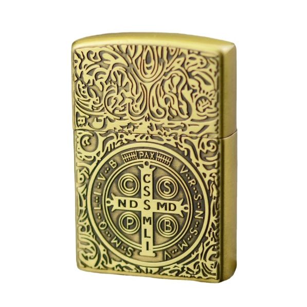 Picture of New Classic 3D Lighter Metal Grinding wheel inflatable butane gas Lighter gadget