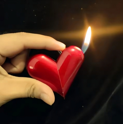 Picture of New Personalized Heart Creative Metal Gas Lighter, Outdoor Portable Lighter, Lovers Gifts