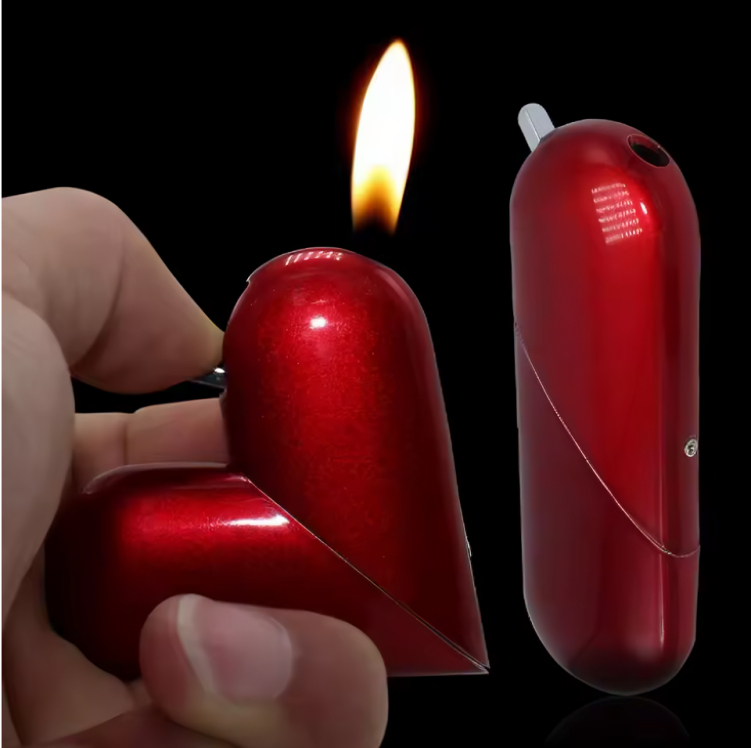 Picture of New Personalized Heart Creative Metal Gas Lighter, Outdoor Portable Lighter, Lovers Gifts