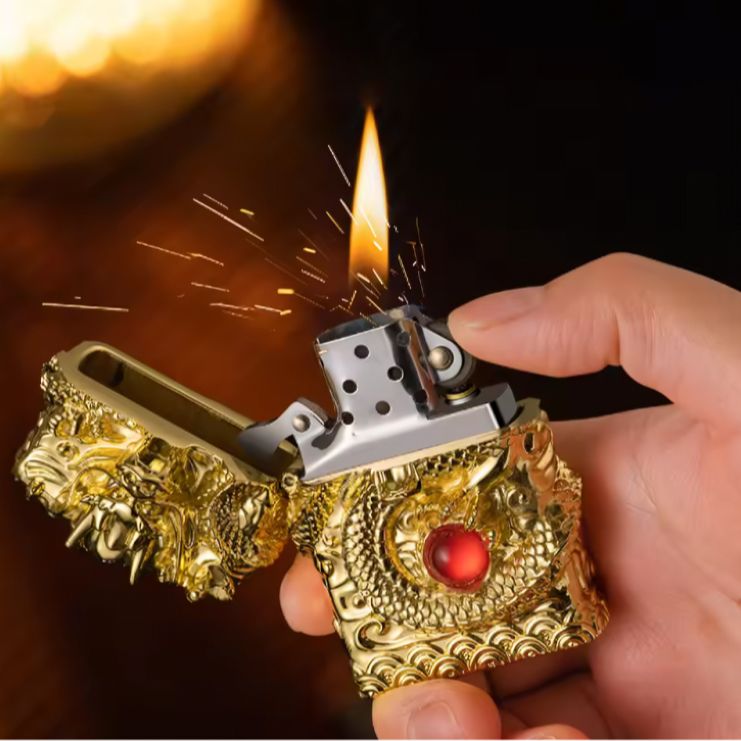 Picture of Heavy Craft Three-dimensional Relief Metal Lighter Unusual Kerosene Lighter Retro Grinding Wheel Windproof Lighter