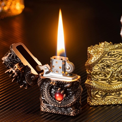 Picture of Heavy Craft Three-dimensional Relief Metal Lighter Unusual Kerosene Lighter Retro Grinding Wheel Windproof Lighter