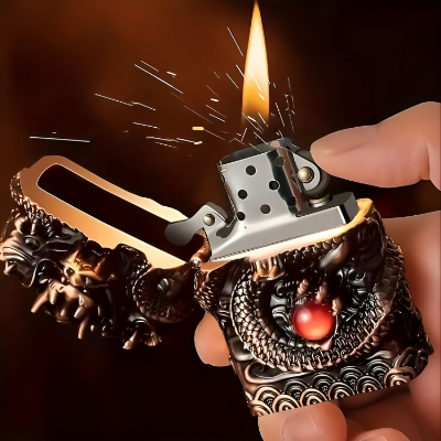Picture of Heavy Craft Three-dimensional Relief Metal Lighter Unusual Kerosene Lighter Retro Grinding Wheel Windproof Lighter
