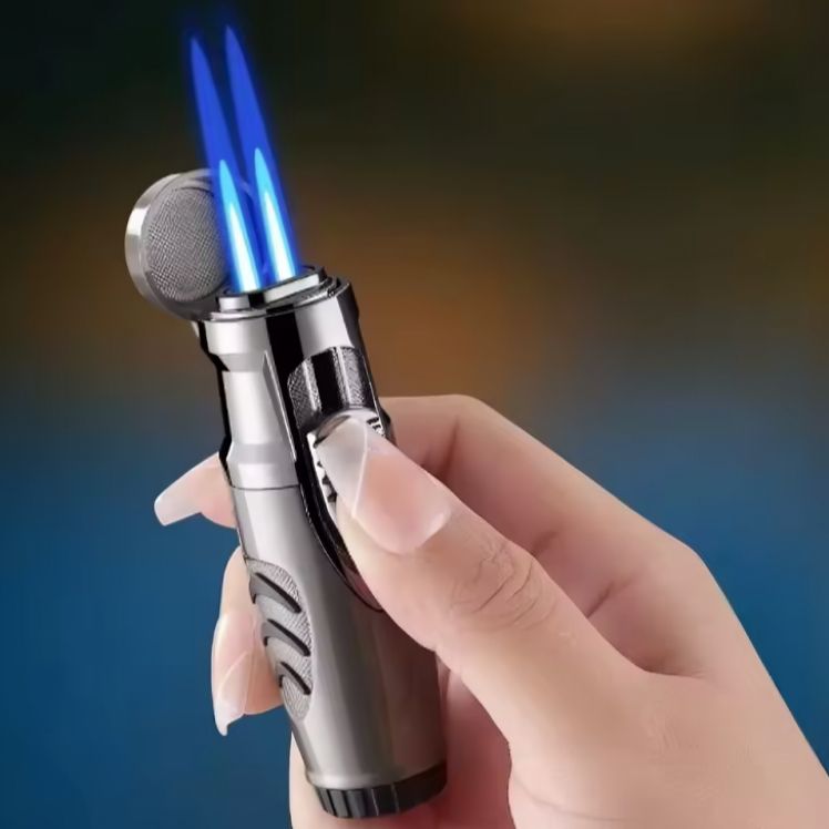 Picture of New Portable Windproof Inflatable Cigar Lighter Outdoor Direct-flush Dual-flame Lighter