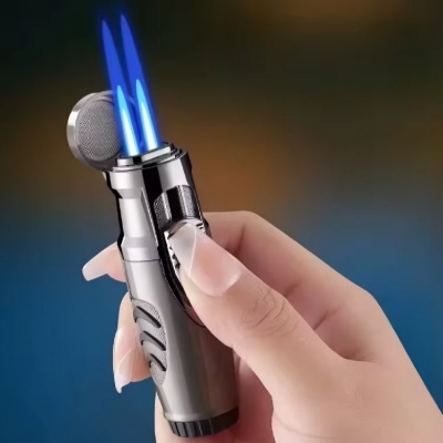 Picture of New Portable Windproof Inflatable Cigar Lighter Outdoor Direct-flush Dual-flame Lighter