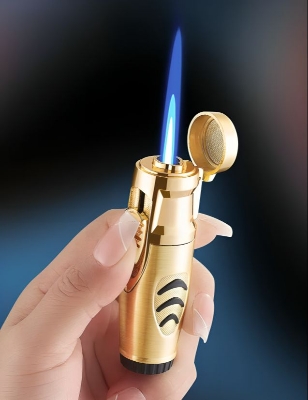 Picture of New Portable Windproof Inflatable Cigar Lighter Outdoor Direct-flush Dual-flame Lighter