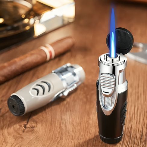 Picture of New Portable Windproof Inflatable Cigar Lighter Outdoor Direct-flush Dual-flame Lighter