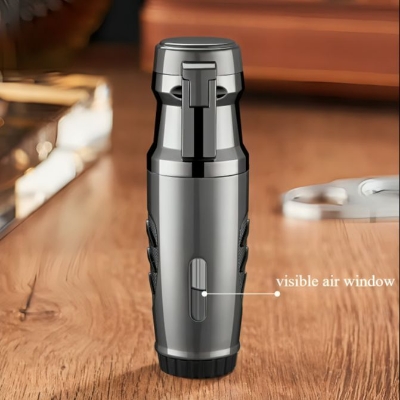 Picture of New Portable Windproof Inflatable Cigar Lighter Outdoor Direct-flush Dual-flame Lighter