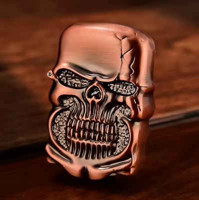 Picture of New Heavy Armor Skull Relief zippo oil Lighter Retro zippo oil Grinding Wheel Lighter