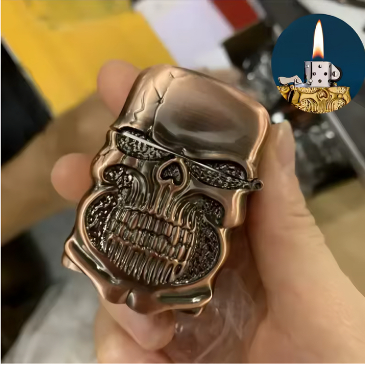 Picture of New Heavy Armor Skull Relief zippo oil Lighter Retro zippo oil Grinding Wheel Lighter