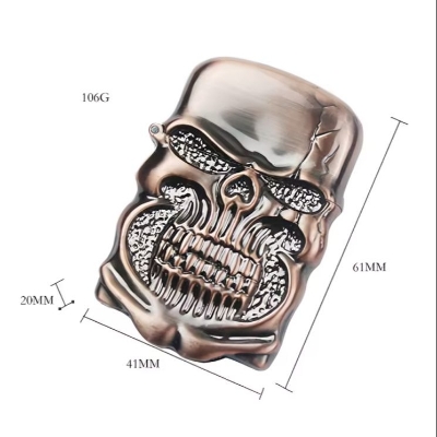 Picture of New Heavy Armor Skull Relief zippo oil Lighter Retro zippo oil Grinding Wheel Lighter
