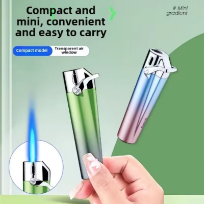 Picture of AOMAI New Inflatable Gas Lighter Gradient Mini Portable Metal Visible Gas Window Windproof Lighter