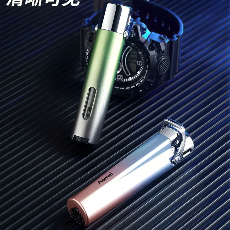 Picture of AOMAI New Inflatable Gas Lighter Gradient Mini Portable Metal Visible Gas Window Windproof Lighter