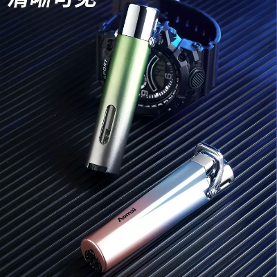 Picture of AOMAI New Inflatable Gas Lighter Gradient Mini Portable Metal Visible Gas Window Windproof Lighter