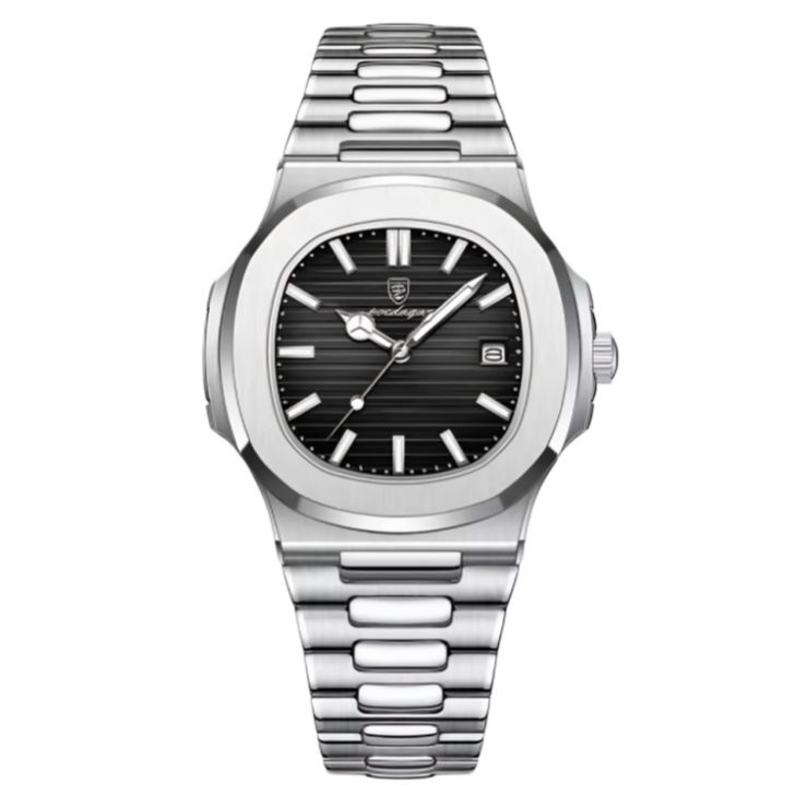 Picture of PO@EDAGAR Square Luxury Men Wristwatch Waterproof Luminous Date Stainless Steel Male Clock Business Sports Quartz Watches For Men