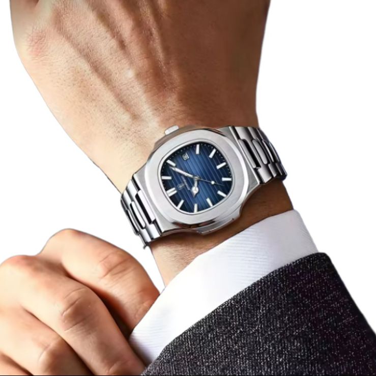 Picture of PO@EDAGAR Square Luxury Men Wristwatch Waterproof Luminous Date Stainless Steel Male Clock Business Sports Quartz Watches For Men