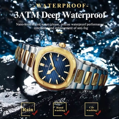 Picture of Men's Luxury Quartz Wristwatch, 30M Waterproof Stainless Steel Sports Chronograph Watch