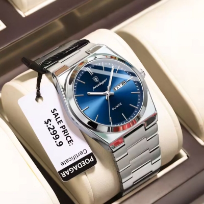 Picture of POEDAGAR Luxury Watches Men Stainless Steel Waterproof Luminous Men's Watch Date Week Fashion Casual Quartz Watch Men Reloj