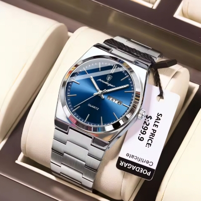 Picture of POEDAGAR Luxury Watches Men Stainless Steel Waterproof Luminous Men's Watch Date Week Fashion Casual Quartz Watch Men Reloj