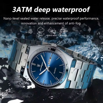 Picture of POEDAGAR Luxury Watches Men Stainless Steel Waterproof Luminous Men's Watch Date Week Fashion Casual Quartz Watch Men Reloj