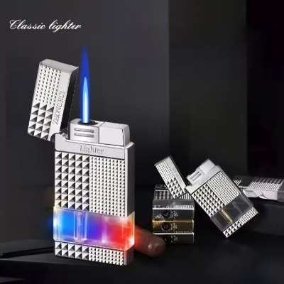 Picture of Metal Windproof Jet Flame Color Lightweight Steel Sound Lighter